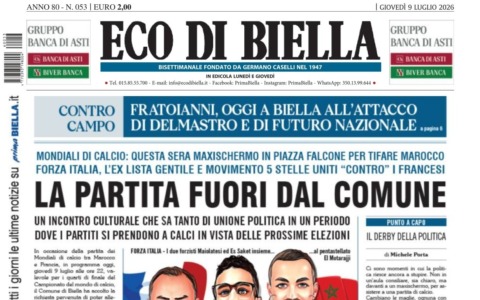 “La partita fuori dal Comune”: la prima pagina di Eco di Biella in edicola oggi