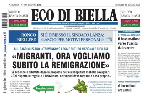“Migranti, ora vogliamo subito la remigrazione”: la prima pagina di Eco di Biella in edicola oggi
