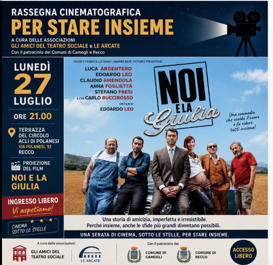 Recco: questa sera un nuovo appuntamento con il “Cinema sotto le Stelle”
