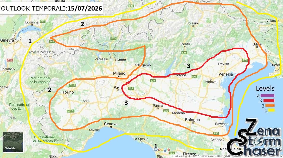 Violenti temporali in arrivo sulla Pianura Padana: allerta per grandinate record