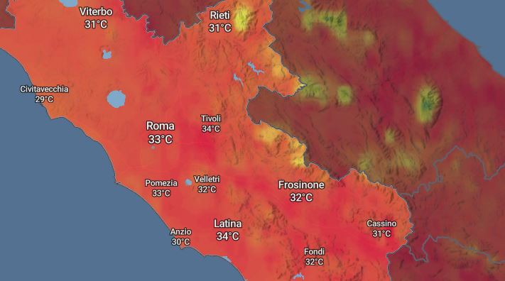 Ancora il grande caldo, a Roma e Latina bollino rosso
