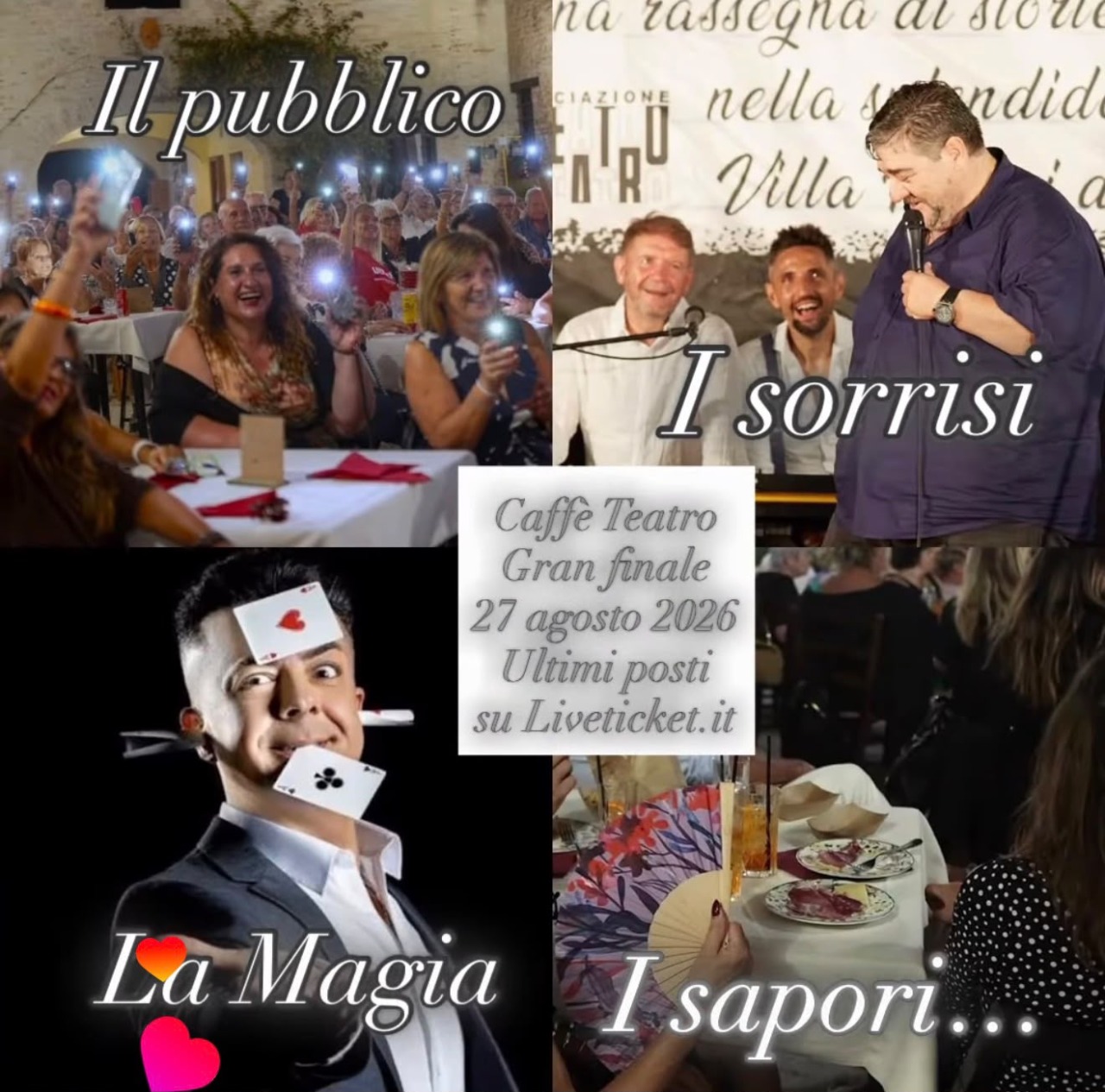 “Caffè Teatro” a Polverigi, giovedì 27 ultima serata con la magia del Campione Italiano Lupis e il sorriso di Sprovieri. èTV Media Partner