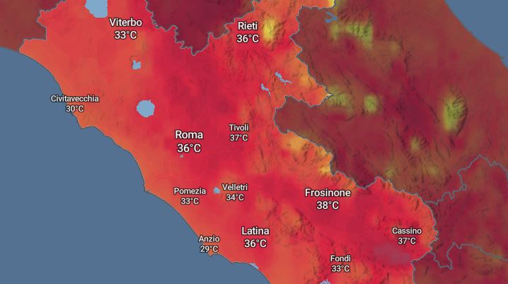 Emergenza caldo a Roma e nel Lazio: nuovo bollino rosso e picchi fino a 39 gradi