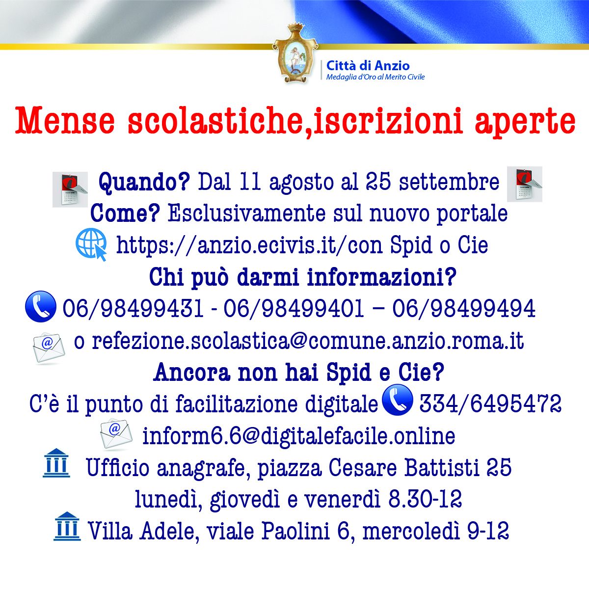 Mense scolastiche, aperte le iscrizioni