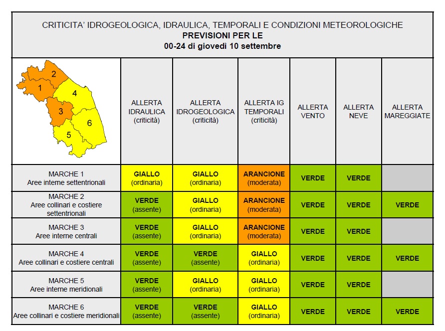 Marche, allerta meteo gialla – arancione: forti temporali in arrivo