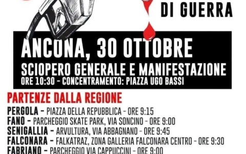 Lo sciopero del 30 ottobre, disagi in vista. La manifestazione ad Ancona con delegazioni in arrivo da tutte le Marche