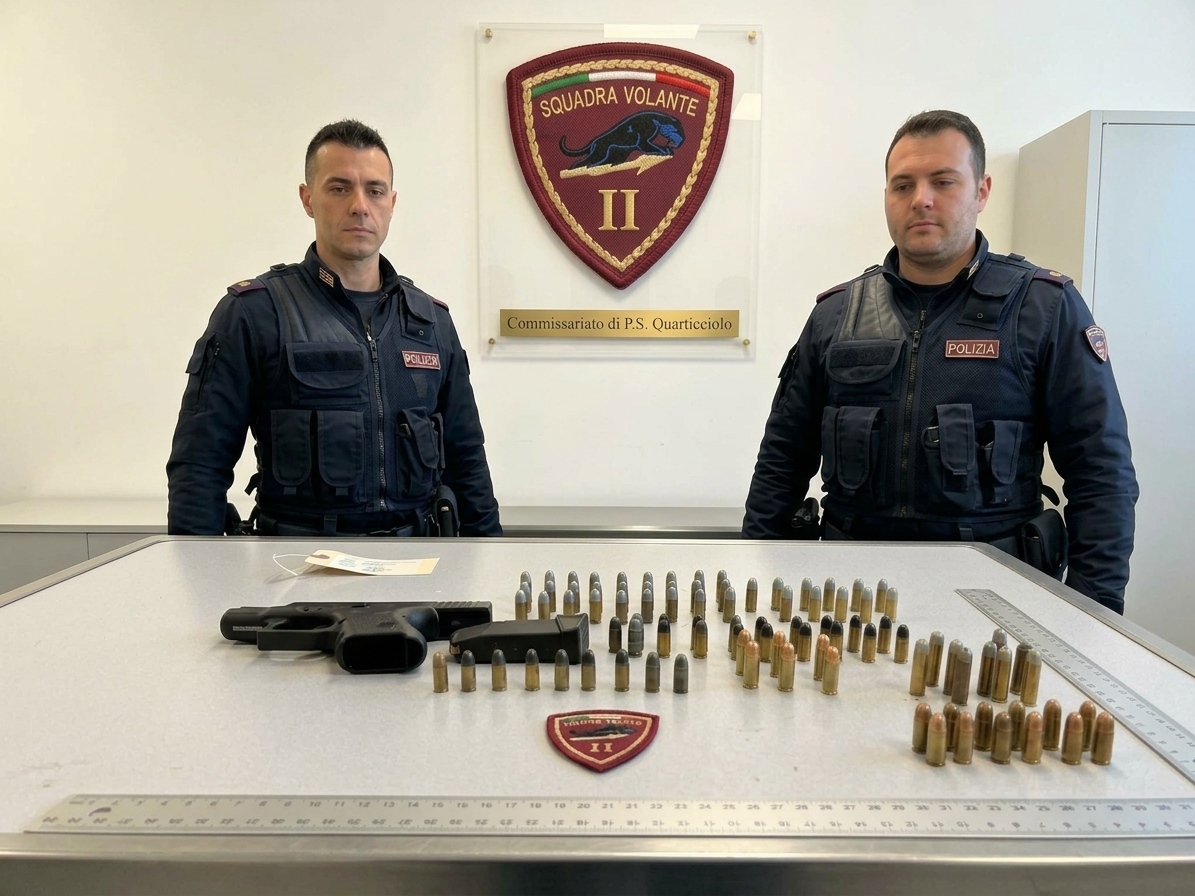 Quarticciolo, sequestrata una pistola rubata e munizioni: due arresti