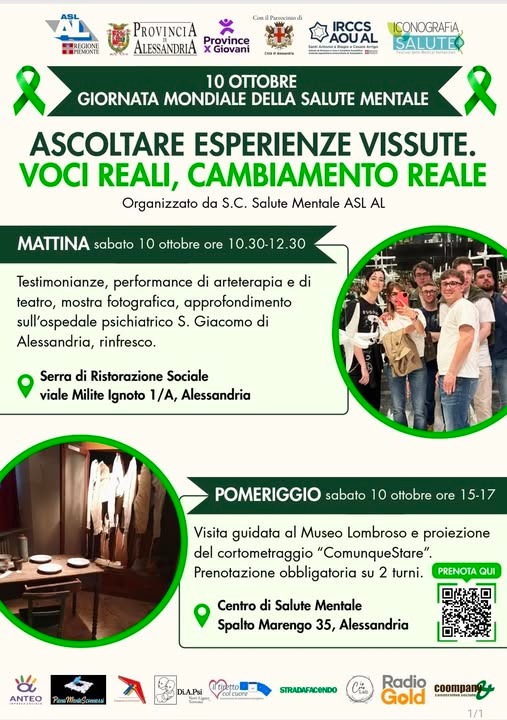 Salute mentale, ad Alessandria una giornata dedicata all’ascolto e all’inclusione
